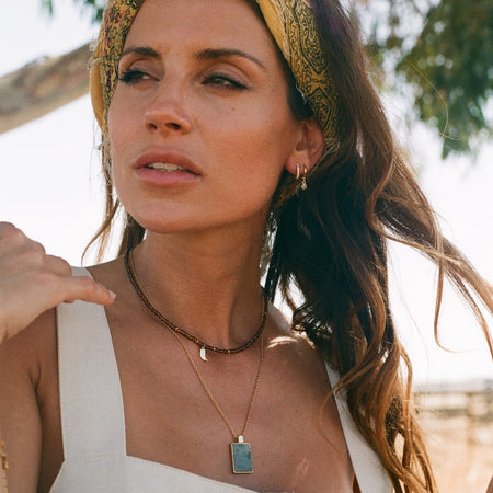 Tiny Labradorite huggie