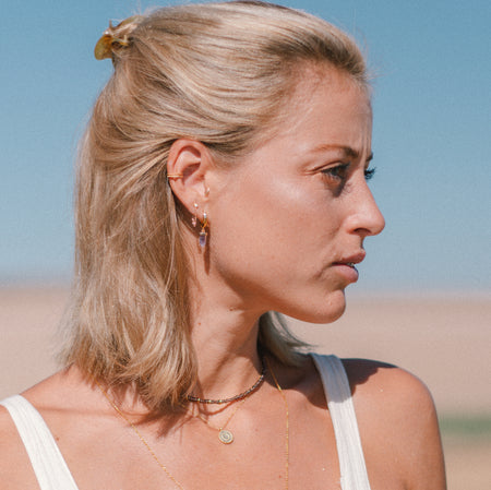 Chunky Amethyst Huggie