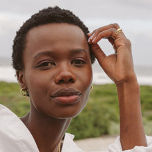 Load image into Gallery viewer, Gold twisted Hoop , Model wearing gold rings