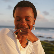 Load image into Gallery viewer, Gold pearl earrings sunset