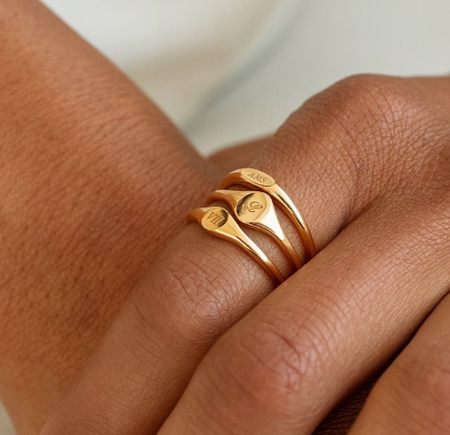Gold Initial Ring with letter engraved